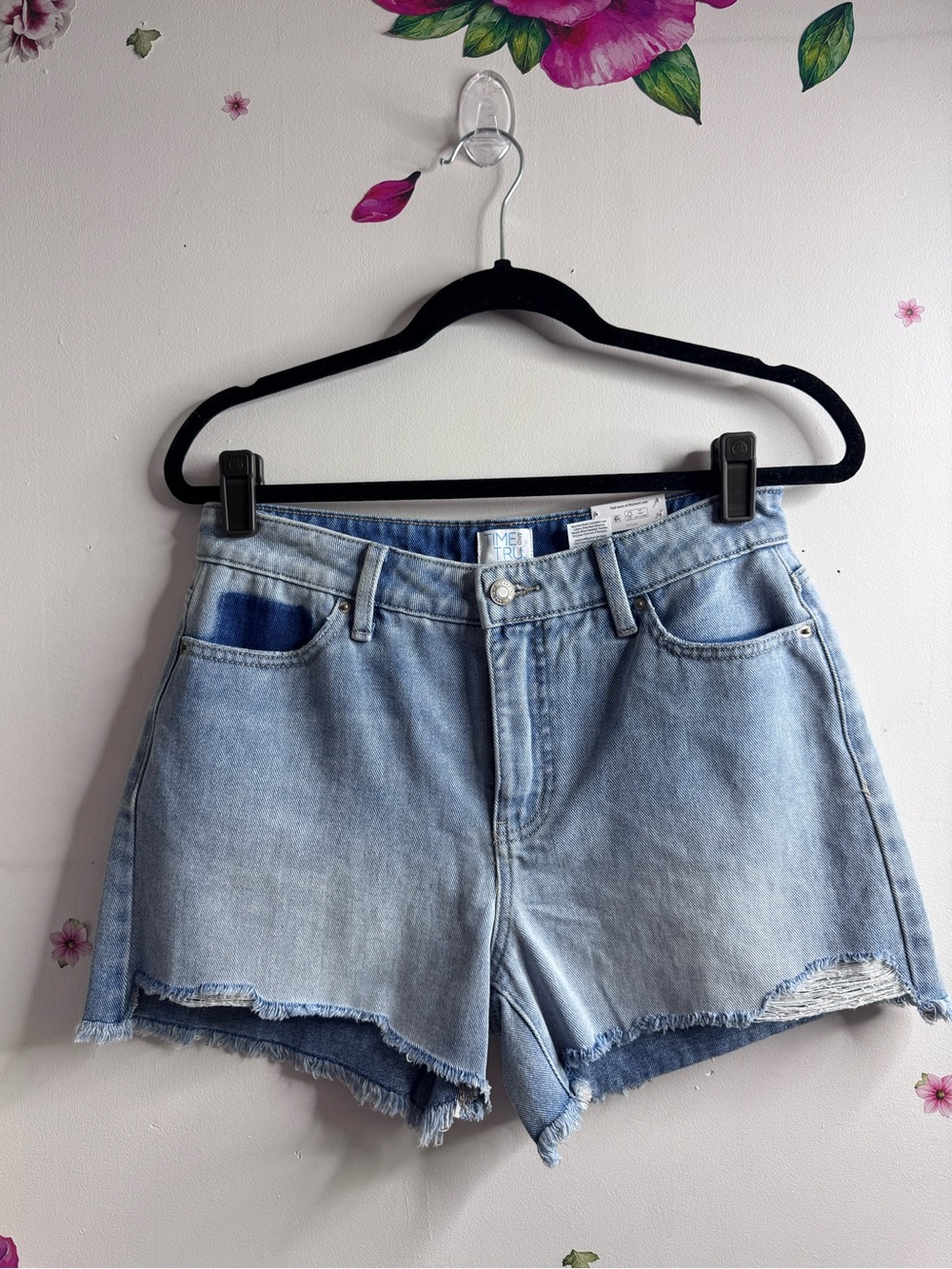 Time and Tru Light Blue Distressed Denim Cutoff Shorts